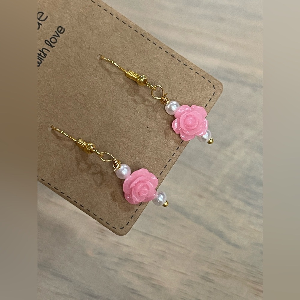 Handcrafted Resin Rose Earrings